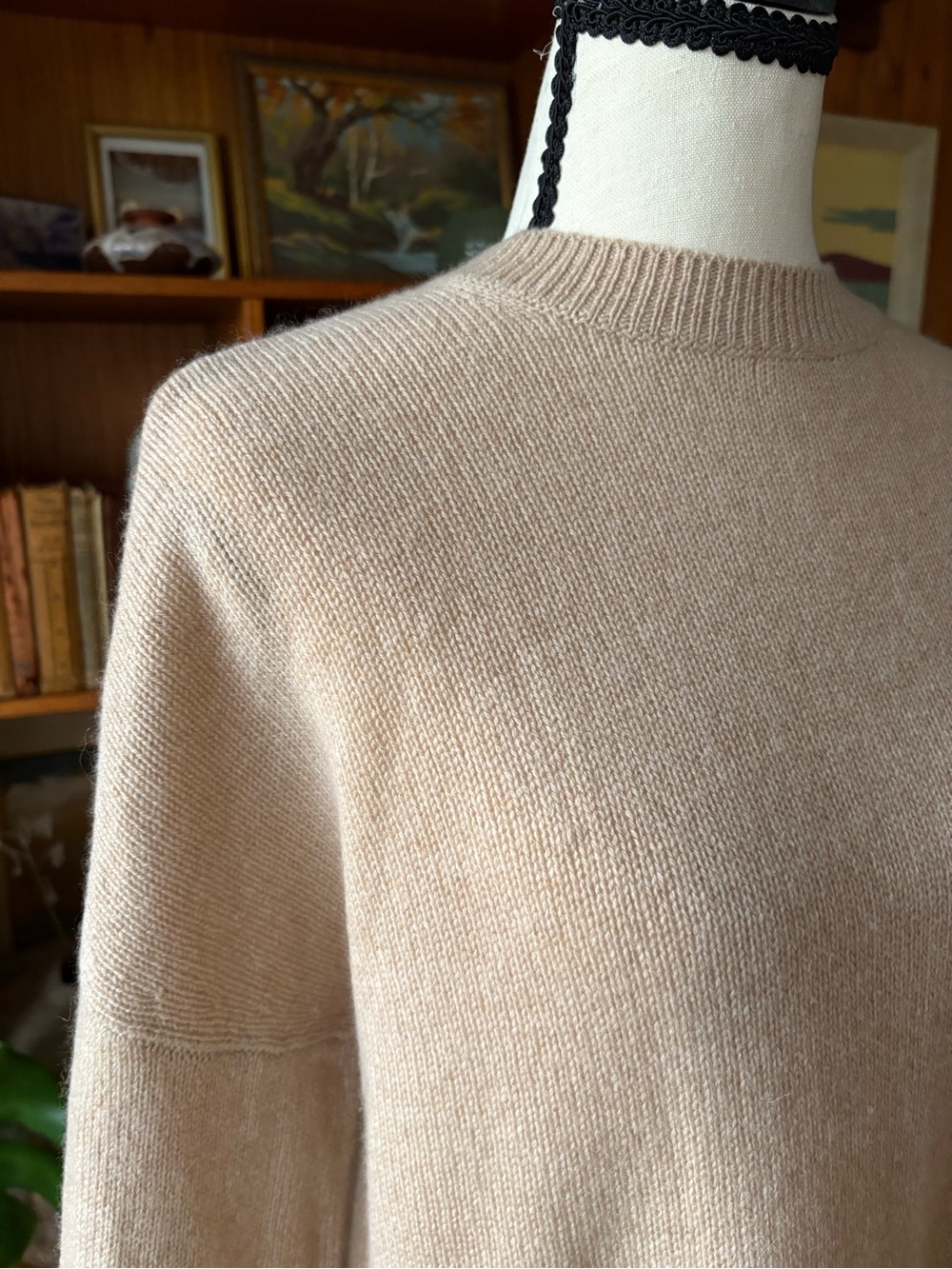 100% Cashmere Minimalist Tan Knit Dress TONOT M - Picture 4 of 9